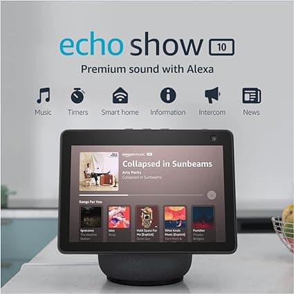 Amazon Echo Show 10 (newest model), HD smart display with premium sound, motion and Alexa, Charcoal