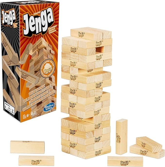 Hasbro Gaming Jenga Game | The Original Wood Block Game with Genuine Hardwood Blocks | Stacking Towe